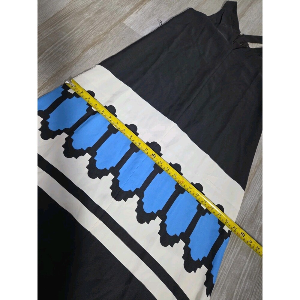 Ann Taylor Black Blue Geometric Print Sleeveless Midi Dress Womens XSP EUC - Picture 7 of 9